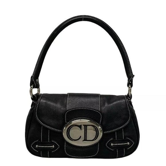 Dior Handbags - Auth DIOR/ChristianDior Vintage Traveler - Black Leather Handbag 662-010825